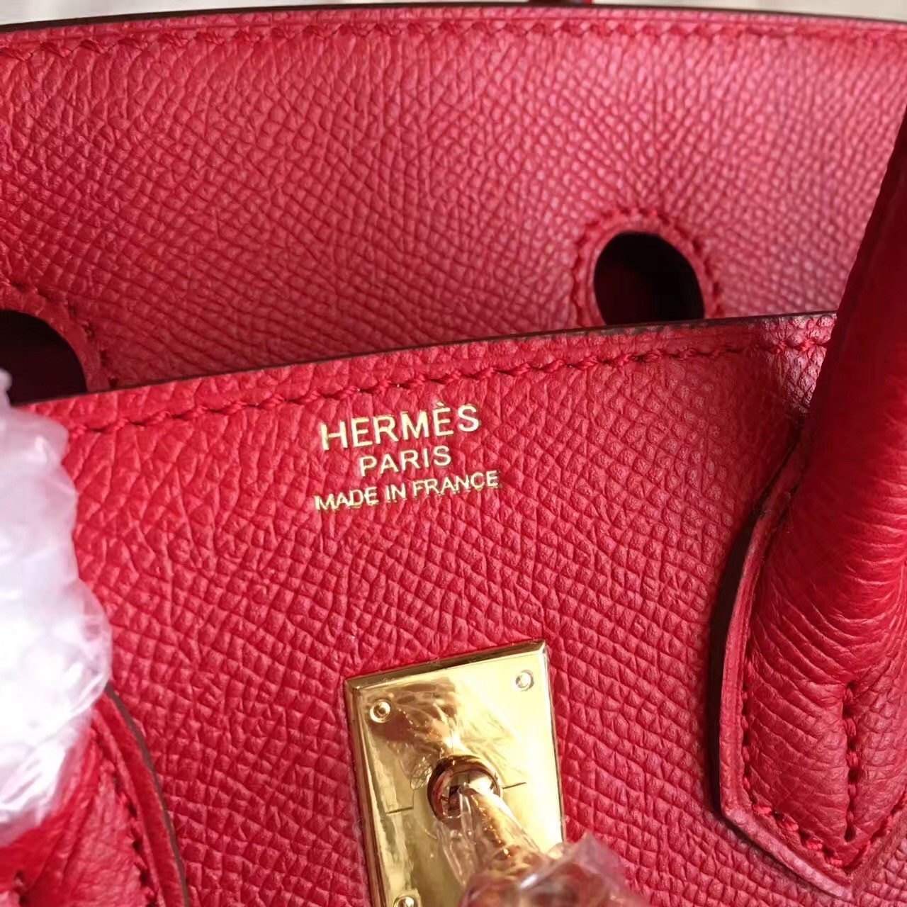 Hermes Red Birkin 25cm Epsom Handmade Bag