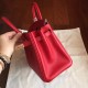 Hermes Red Birkin 25cm Epsom Handmade Bag