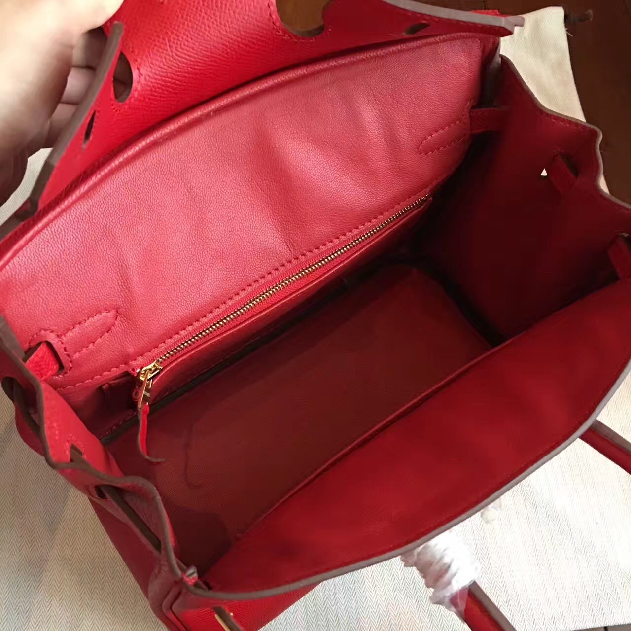 Hermes Red Birkin 25cm Epsom Handmade Bag