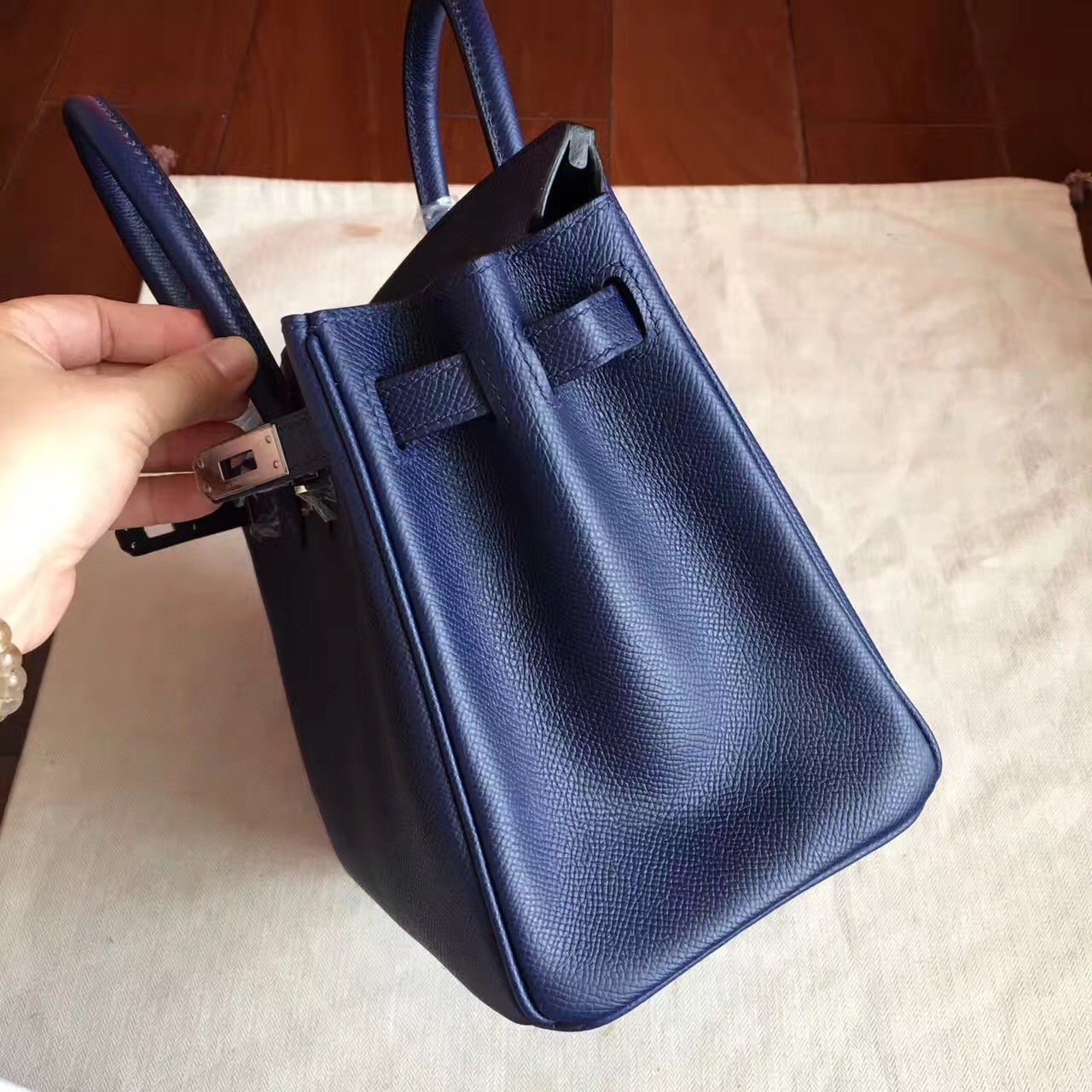 Hermes Sapphire Birkin 25cm Epsom Handmade Bag