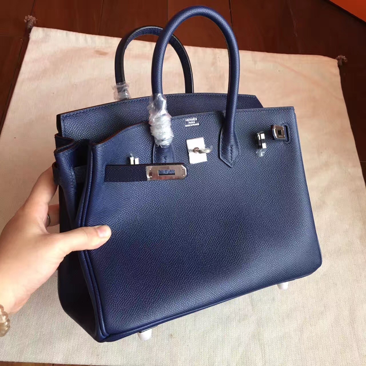 Hermes Sapphire Birkin 25cm Epsom Handmade Bag