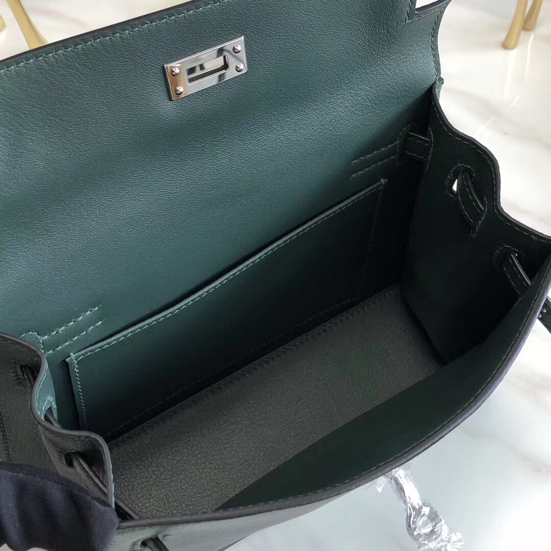 Hermes Dark Green Swift Kelly Danse Bag