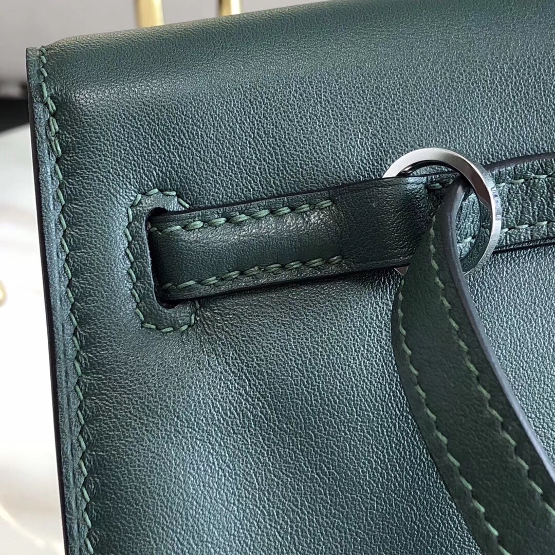 Hermes Dark Green Swift Kelly Danse Bag