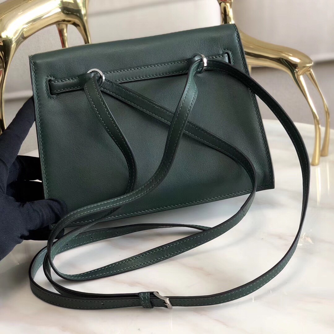 Hermes Dark Green Swift Kelly Danse Bag