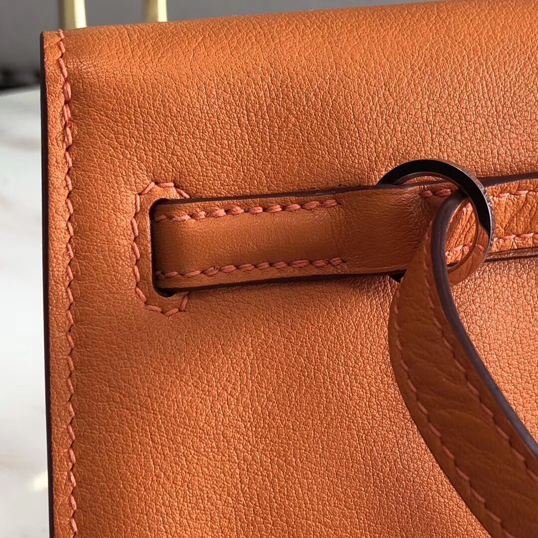 Hermes Orange Swift Kelly Danse Bag