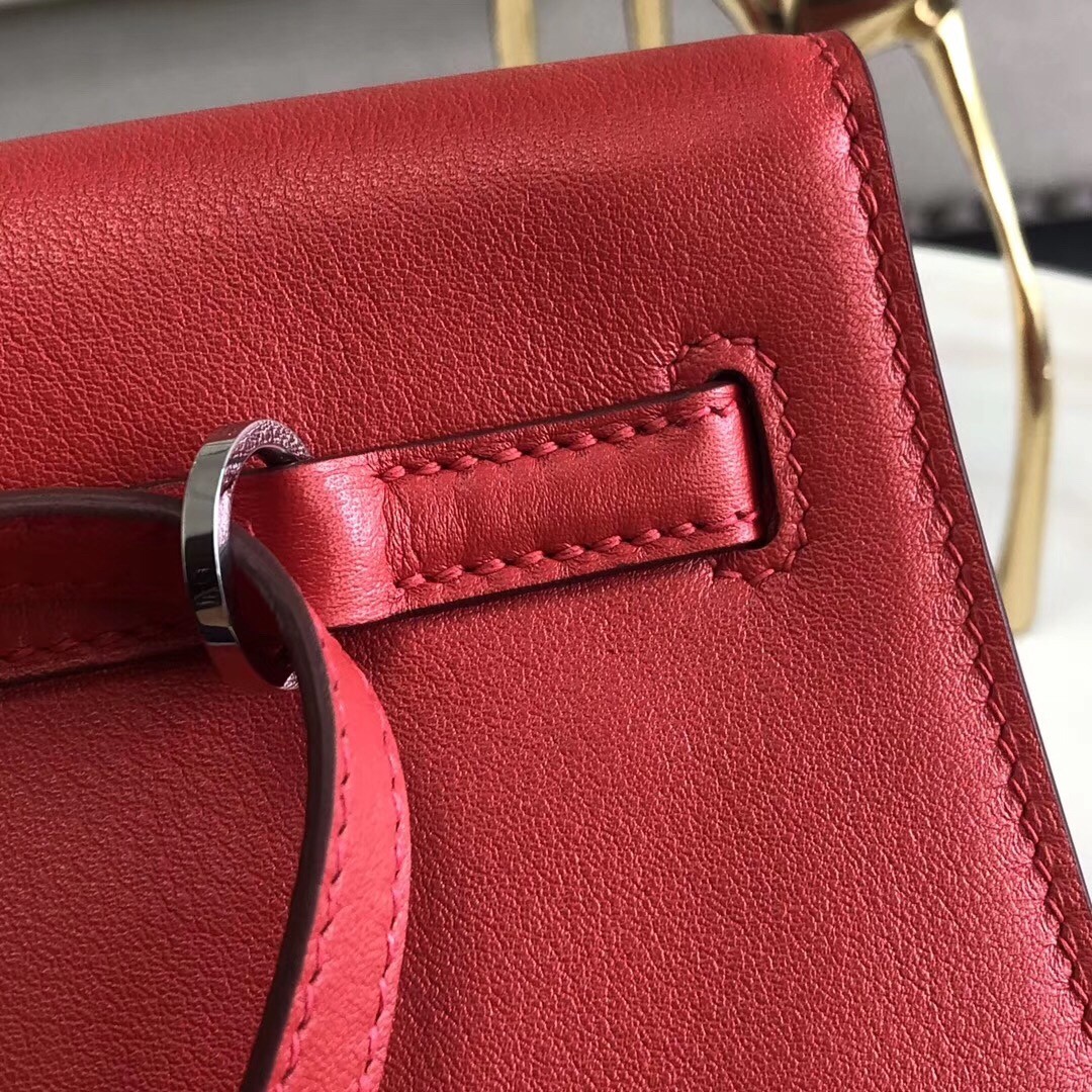 Hermes Red Swift Kelly Danse Bag