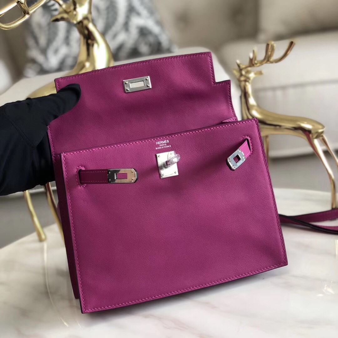 Hermes Rose Purple Swift Kelly Danse Bag