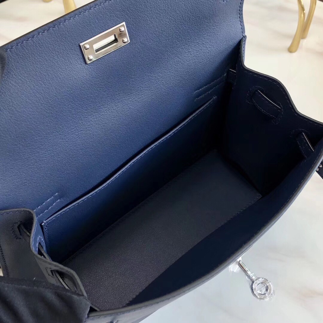 Hermes Blue Royale Swift Kelly Danse Bag