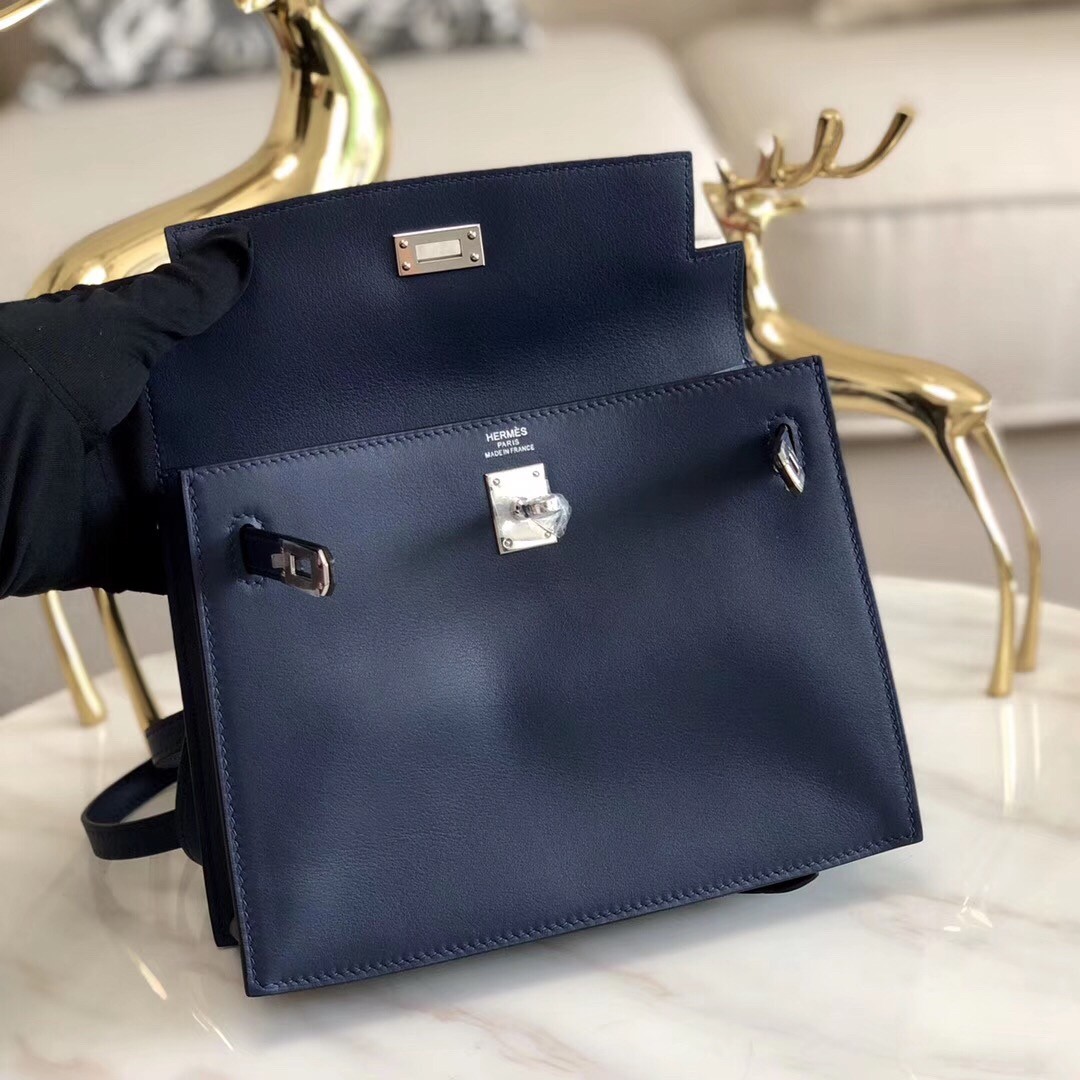 Hermes Blue Royale Swift Kelly Danse Bag