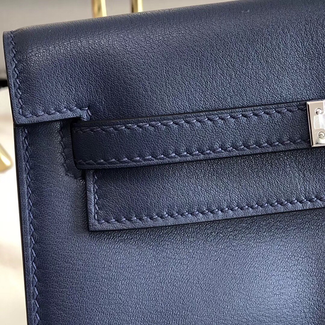 Hermes Blue Royale Swift Kelly Danse Bag