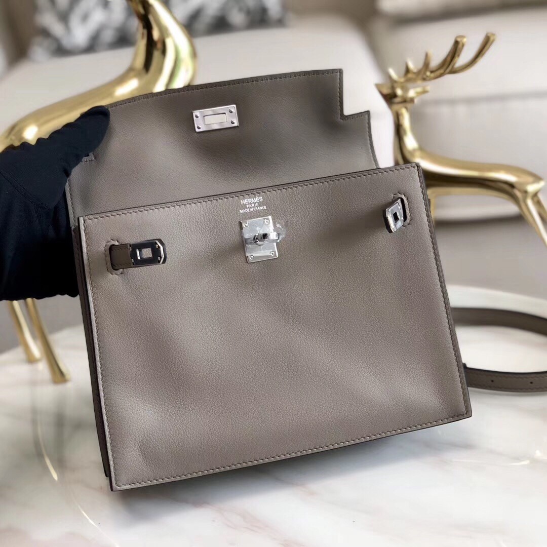 Hermes Grey Swift Kelly Danse Bag