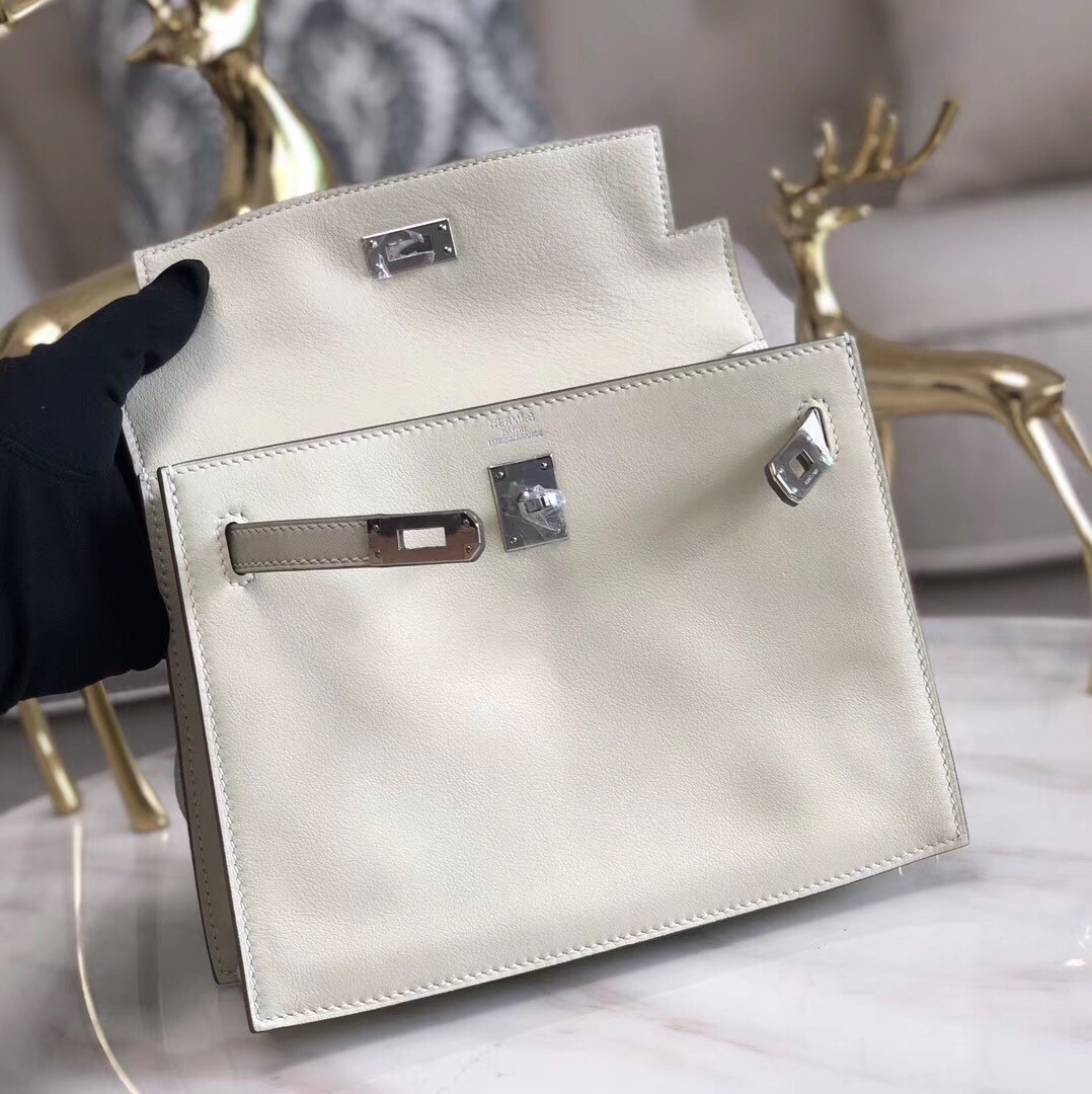 Hermes White Swift Kelly Danse Bag