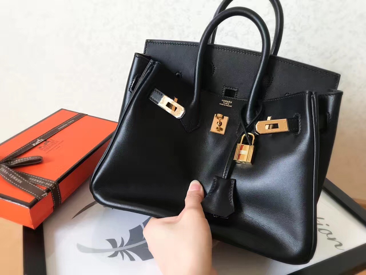 Hermes Black Birkin 25cm Swift Handmade Bag