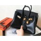 Hermes Black Birkin 25cm Swift Handmade Bag