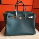 Hermes Blue Jean Clemence Birkin 40cm Handmade Bag