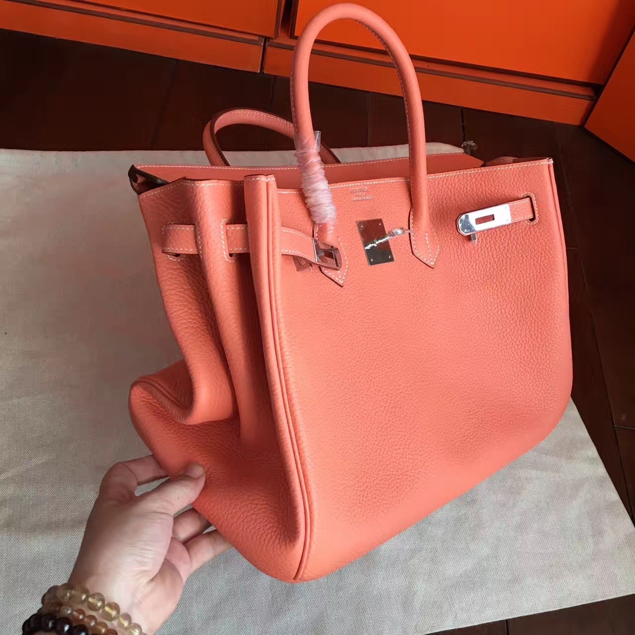 Hermes Crevette Clemence Birkin 40cm Handmade Bag