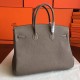 Hermes Etoupe Clemence Birkin 40cm Handmade Bag