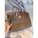 Hermes Taupe Clemence Birkin 40cm Handmade Bag