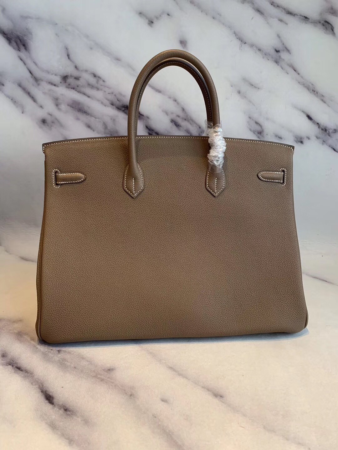 Hermes Taupe Clemence Birkin 40cm Handmade Bag