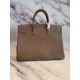 Hermes Taupe Clemence Birkin 40cm Handmade Bag