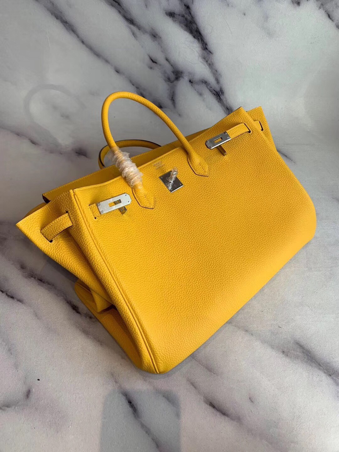 Hermes Yellow Clemence Birkin 40cm Handmade Bag