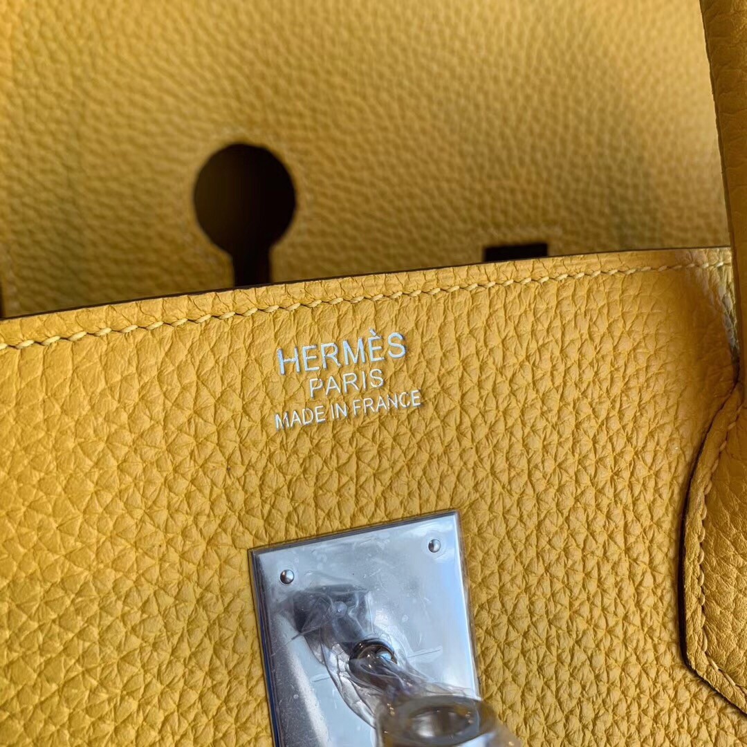 Hermes Yellow Clemence Birkin 40cm Handmade Bag