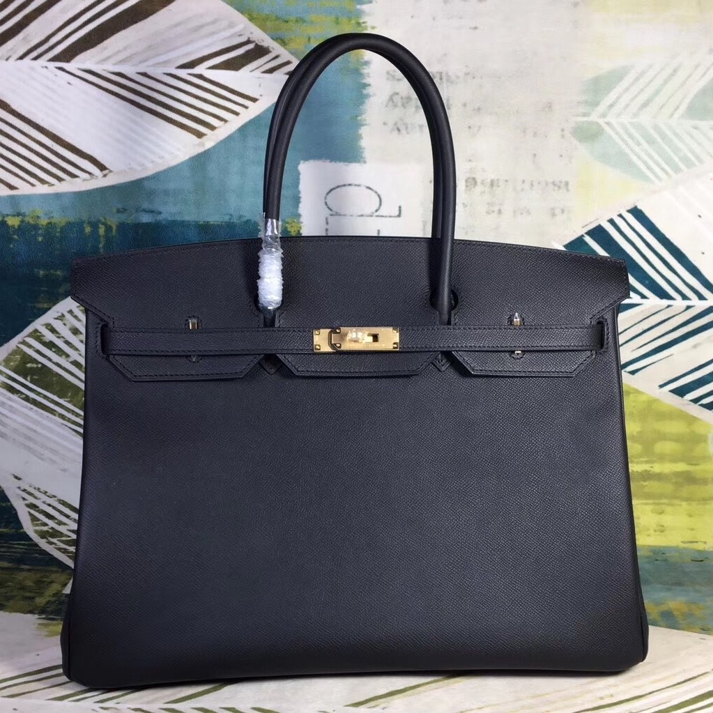 Hermes Black Epsom Birkin 40cm Handmade Bag