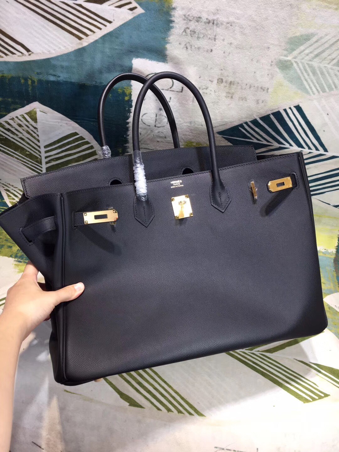 Hermes Black Epsom Birkin 40cm Handmade Bag