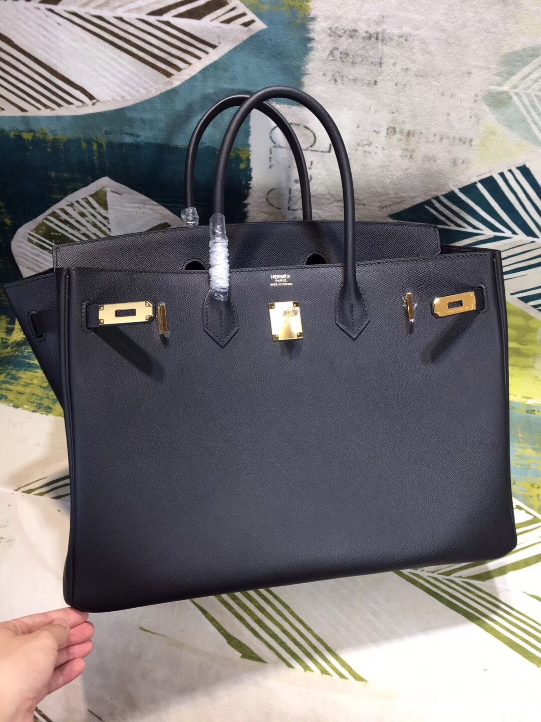 Hermes Black Epsom Birkin 40cm Handmade Bag