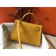 Hermes Kelly Mini II Bag In Yellow Crocodile Embossed Leather