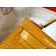 Hermes Kelly Mini II Bag In Yellow Crocodile Embossed Leather