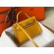 Hermes Kelly Mini II Bag In Yellow Crocodile Embossed Leather