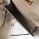 Hermes Kelly Mini II Bag In Grey Crocodile Embossed Leather