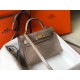 Hermes Kelly Mini II Bag In Grey Crocodile Embossed Leather