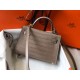 Hermes Kelly Mini II Bag In Grey Crocodile Embossed Leather