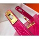 Hermes Kelly Mini II Bag In Rose Red Crocodile Embossed Leather