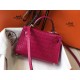 Hermes Kelly Mini II Bag In Rose Red Crocodile Embossed Leather