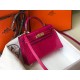 Hermes Kelly Mini II Bag In Rose Red Crocodile Embossed Leather