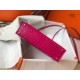 Hermes Kelly Mini II Bag In Rose Red Crocodile Embossed Leather