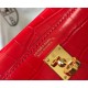 Hermes Kelly Mini II Bag In Red Crocodile Embossed Leather