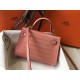 Hermes Kelly Mini II Bag In Pink Crocodile Embossed Leather