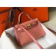 Hermes Kelly Mini II Bag In Pink Crocodile Embossed Leather