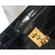 Hermes Kelly Mini II Bag In Black Crocodile Embossed Leather