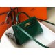 Hermes Kelly Mini II Bag In Green Crocodile Embossed Leather