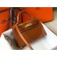 Hermes Kelly Mini II Bag In Brown Crocodile Embossed Leather