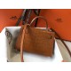 Hermes Kelly Mini II Bag In Brown Crocodile Embossed Leather