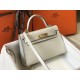 Hermes Kelly Mini II Bag In Beton Crocodile Embossed Leather