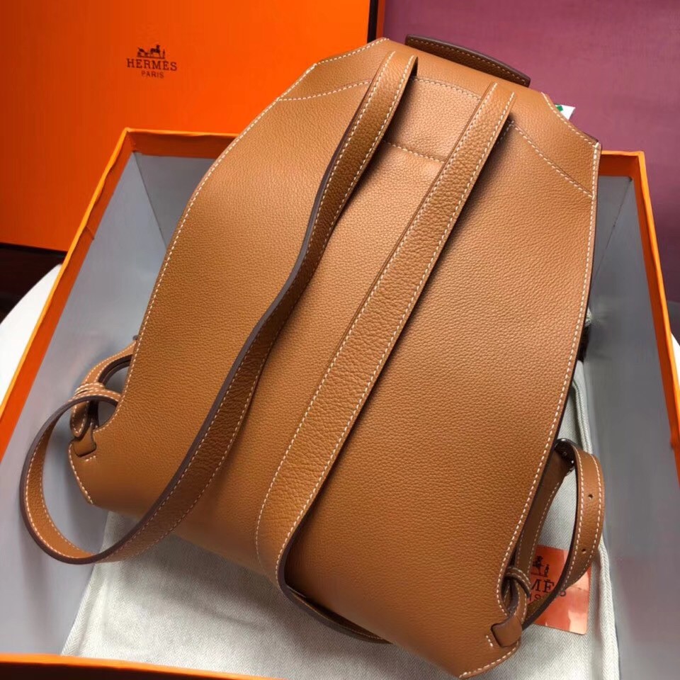 Hermes GR24 Backpack In Gold Everycolor Calfskin