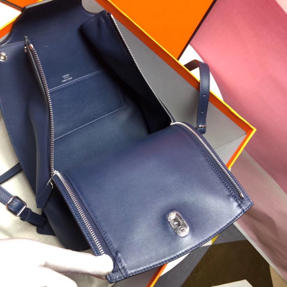 Hermes GR24 Backpack In Navy Everycolor Calfskin