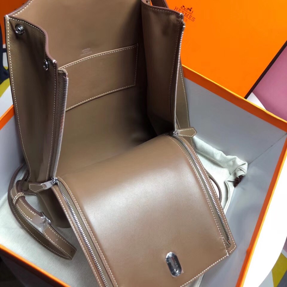 Hermes GR24 Backpack In Taupe Swift Calfskin